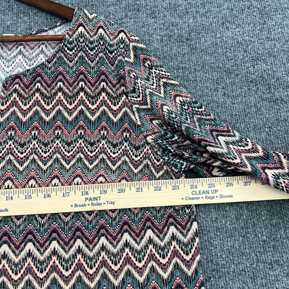 Tacera Shift Dress 2X Pink Teal Boho Chevron Zig Zag Casual Vacation Resort - Picture 5 of 8